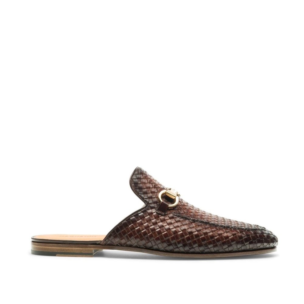 Bashwood Handmade Brown Knitting Leather Mules For Men